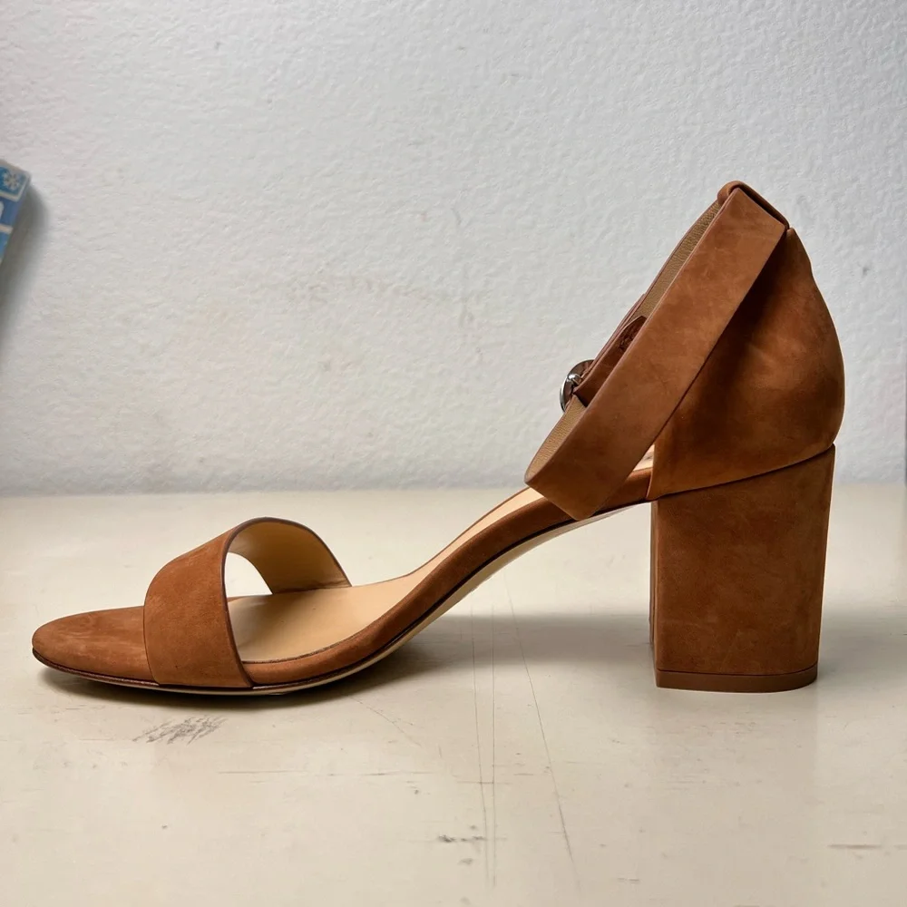 NEW Jenni Kayne Brown Oiled Leather Low Block Heel‎ in Walnut EU 40 US 10